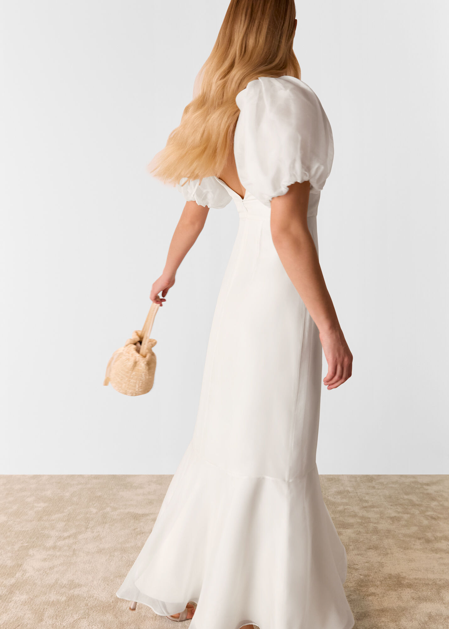 Silk Wedding Dress with Sheer Puff Sleeves | Whistles UK